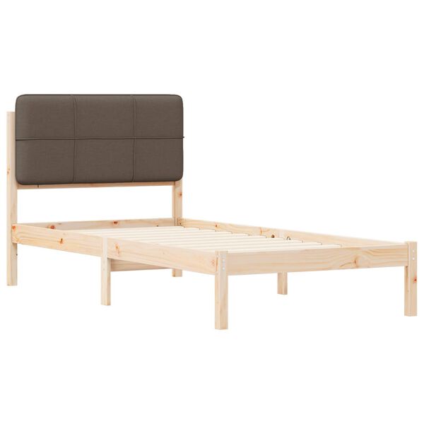 vidaXL Estructura de Cama con Cabecera Tapizada Taup&eacute; 90 x 200 cm