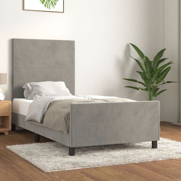 vidaXL Estructura de cama sin colch&oacute;n terciopelo gris claro 100x200 cm