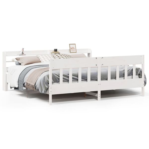 vidaXL Cama sin colch&oacute;n madera maciza de pino blanca 180x200 cm