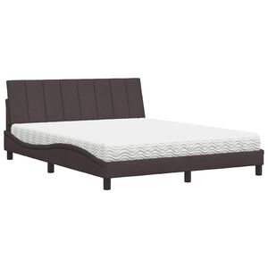 vidaXL Cama con colch&oacute;n Hanko de tela marr&oacute;n oscuro 160x200 cm