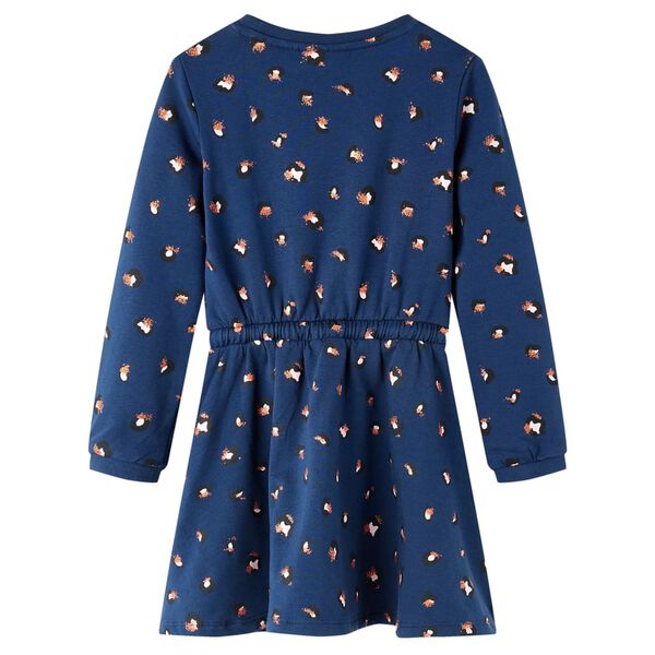 Vestido infantil de manga larga azul marino 116