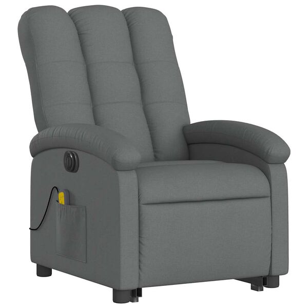 vidaXL Sill&oacute;n de masaje el&eacute;ctrico reclinable elevable tela gris oscuro