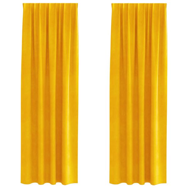 vidaXL Cortinas opacas 2 pcs Amarillo Mostaza 140 x 260 cm Terciopelo