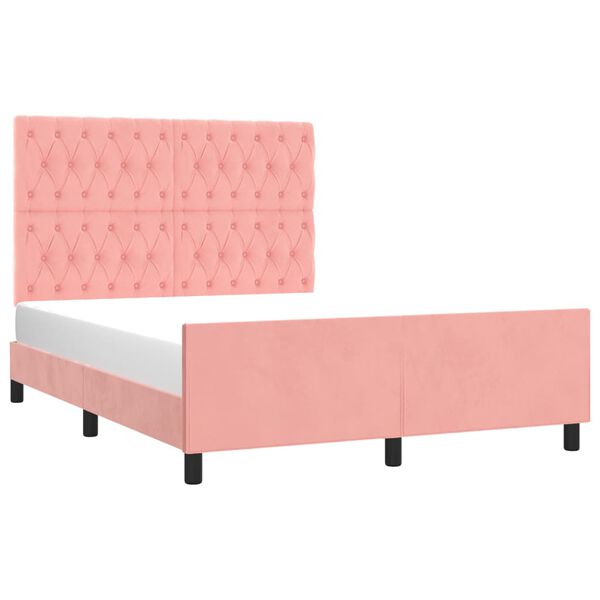 vidaXL Estructura de cama sin colch&oacute;n terciopelo rosa 140x200 cm