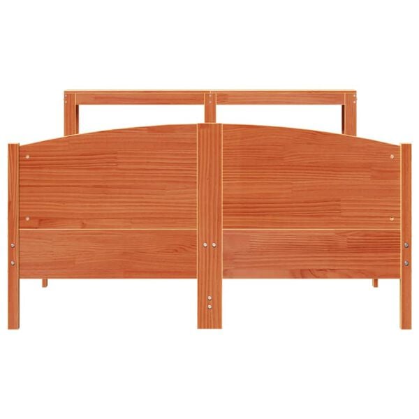 vidaXL Cama sin colch&oacute;n madera maciza de pino marr&oacute;n cera 140x200 cm