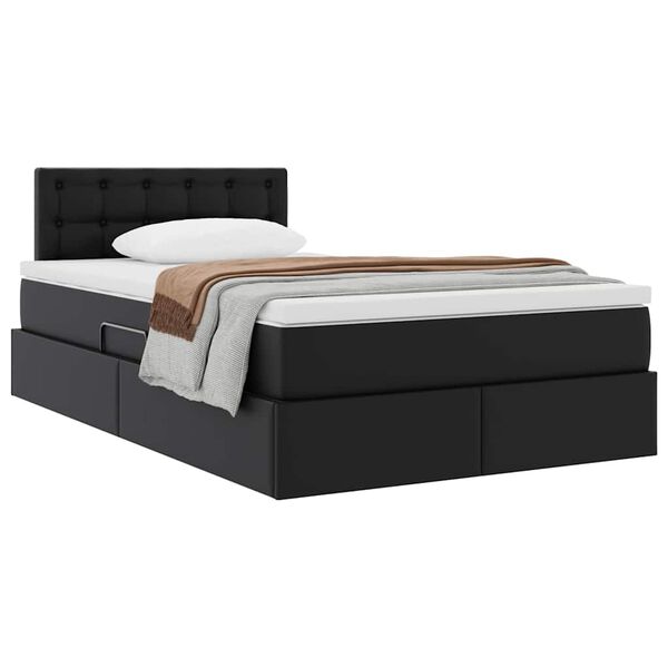 vidaXL Cama con almacenamiento Negro 120 x 190 cm Cuero sintético