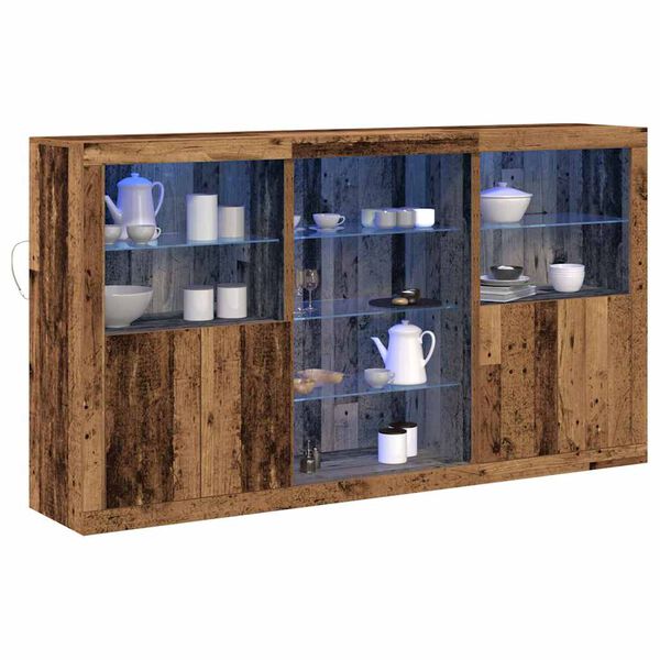 vidaXL Aparador LED Madera vieja 181,5 x 37 x 100 cm