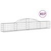 vidaXL Cestas de gaviones 17 uds forma de arco hierro 300x30x40/60 cm