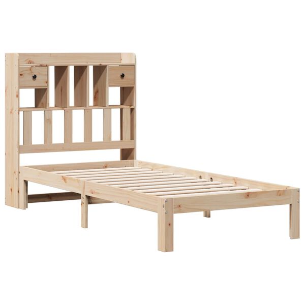 vidaXL Cama con estanter&iacute;a sin colch&oacute;n madera maciza de pino 100x200cm