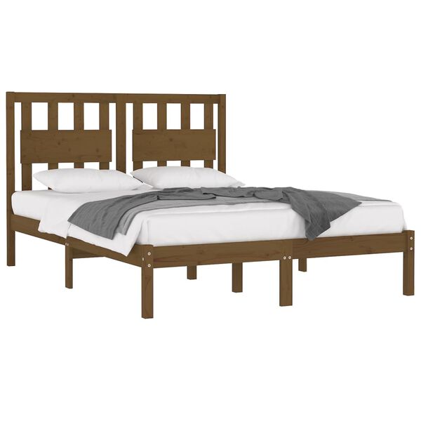 vidaXL Estructura de cama madera maciza de pino marr&oacute;n miel 200x200 cm