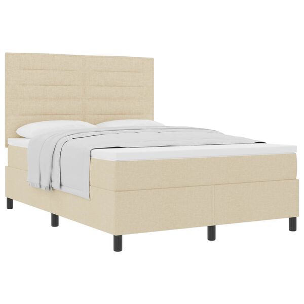 vidaXL Cama tipo Box Spring con colch&oacute;n Crema 160 x 200 cm tela