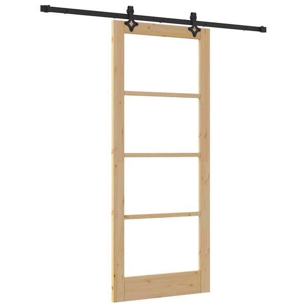 vidaXL Puerta Corredera ORKDAL Natural y negro 86 x 211 cm