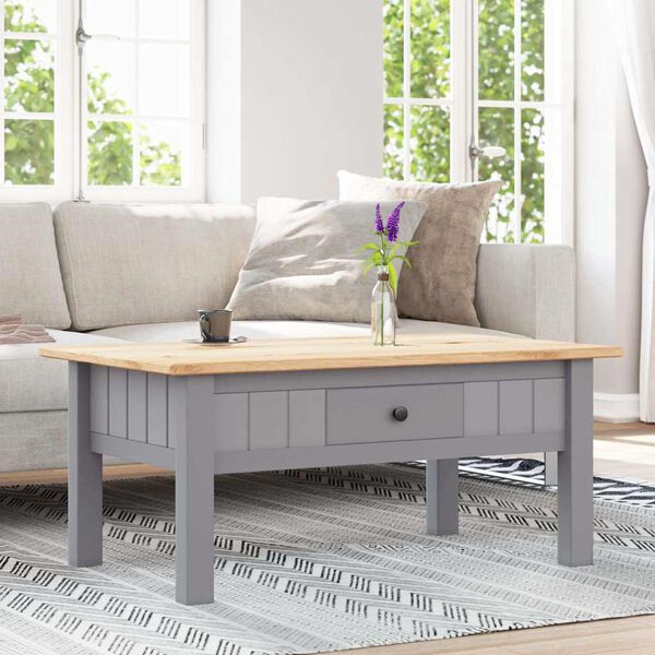 vidaXL Mesa de centro madera de pino estilo Panam&aacute; gris 100x60x43,5 cm