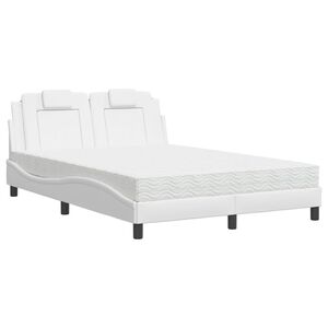 vidaXL Cama Viana con colch&oacute;n cuero sint&eacute;tico blanco 120x200 cm