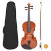 vidaXL Juego completo de viol&iacute;n con arco y barbada madera oscura 4/4