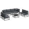 vidaXL Conjunto de sof&aacute;s de jard&iacute;n 9 uds. Negro Aluminio