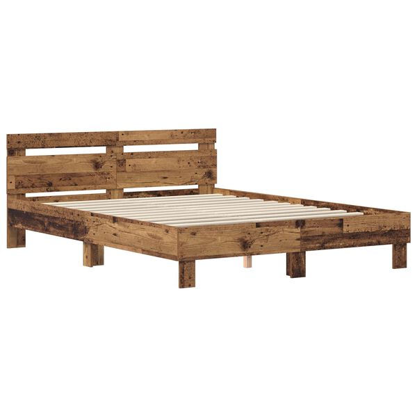 vidaXL Estructura de cama con cabecera Madera vieja 120 x 200 cm