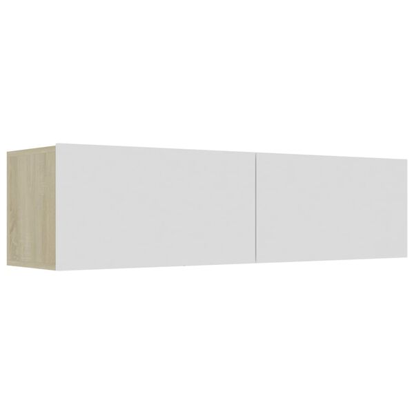 vidaXL Mueble para TV madera contrachapada blanco y roble 120x30x30 cm