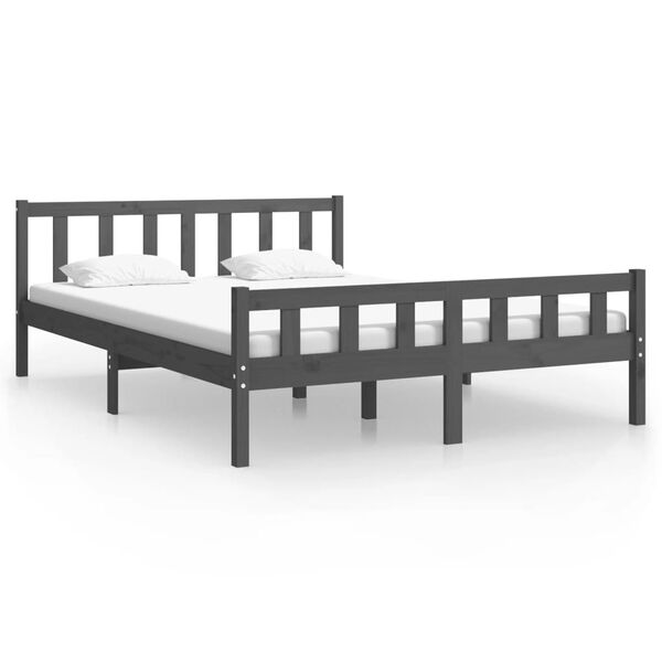 vidaXL Estructura de cama sin colchón madera maciza gris 120x200 cm