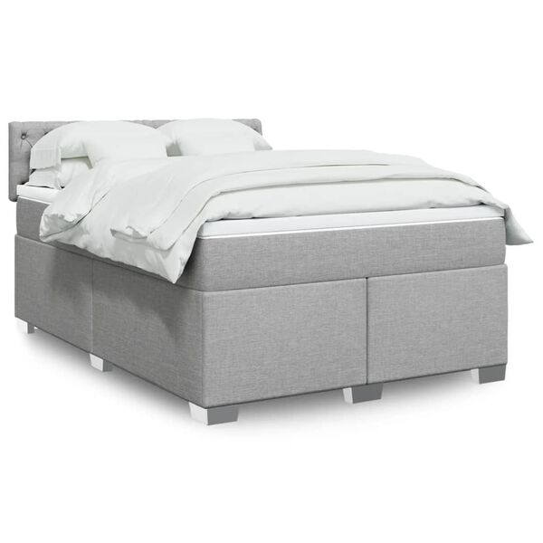 vidaXL Cama box spring con colch&oacute;n tela gris claro 140x190 cm