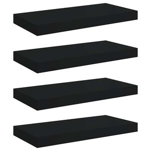 vidaXL Estantes flotantes de pared 4 uds negro MDF 50x23x3,8 cm