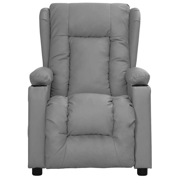 vidaXL Sill&oacute;n elevable cuero sint&eacute;tico gris