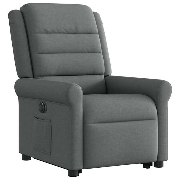 vidaXL Sill&oacute;n el&eacute;ctrico reclinable elevable de tela gris oscuro