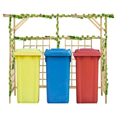 vidaXL Pérgola de jardín para 3 cubos de basura madera pino impregnada