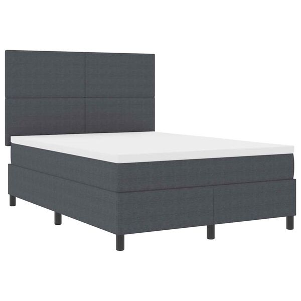 vidaXL Cama tipo Box Spring Gris Oscuro y Blanco 193 x 144 x 128 cm
