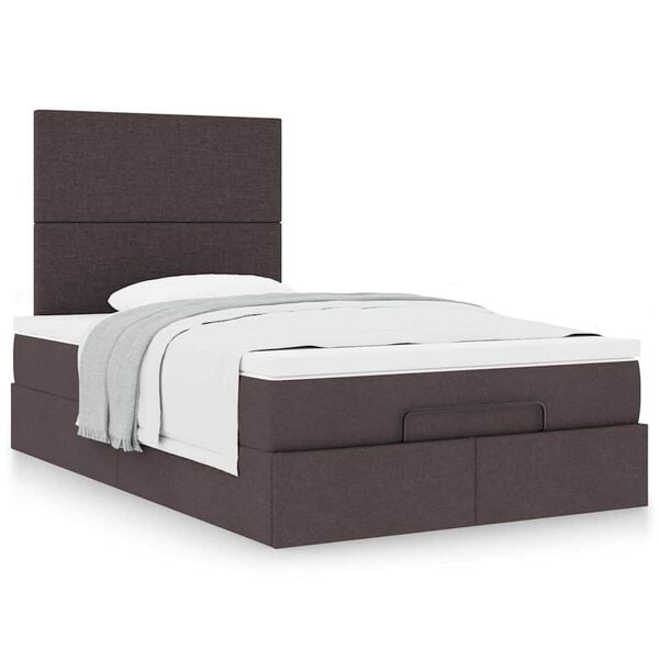 vidaXL Estructura de cama otomana colch&oacute;n tela marr&oacute;n oscuro 120x190cm