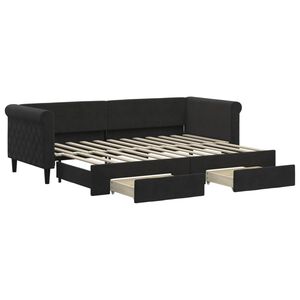 vidaXL Sof&aacute; cama nido con cajones terciopelo negro 80x200 cm