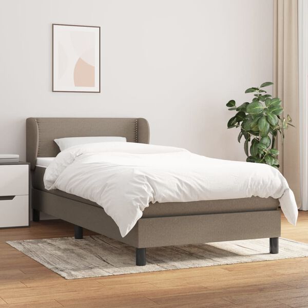 vidaXL Cama box spring con colch&oacute;n tela gris taupe 100x200 cm