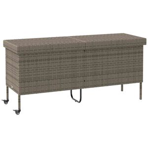 vidaXL Caja almacenaje jard&iacute;n ruedas rat&aacute;n sint&eacute;tico gris 160x55x75 cm