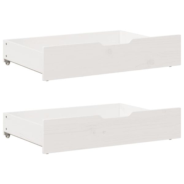 vidaXL Cajones debajo cama 2 uds madera maciza pino blanco 80x55x17 cm