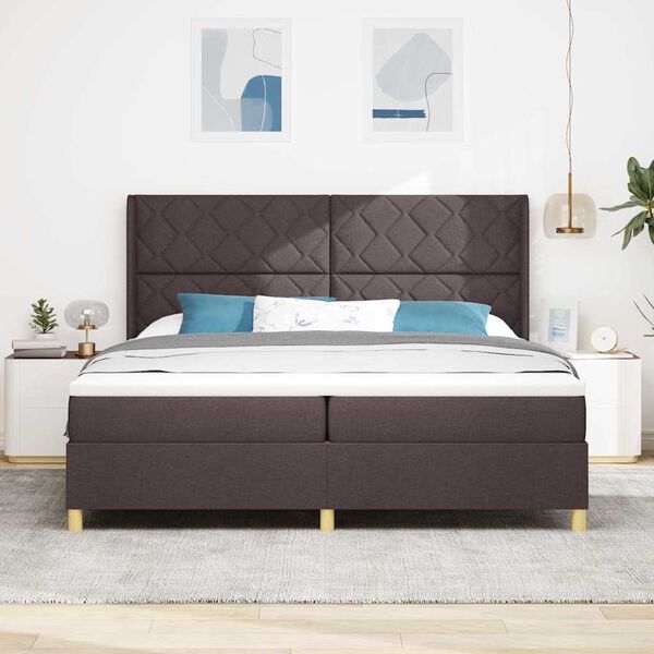 vidaXL Cama tipo Box Spring con colch&oacute;n Marr&oacute;n 200 x 200 cm tela
