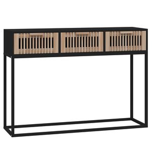 vidaXL Mesa consola hierro y madera contrachapada negro 105x30x75 cm