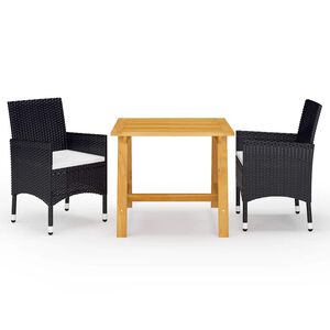 vidaXL Juego de comedor de jard&iacute;n de 3 piezas negro