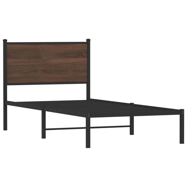 vidaXL Estructura de cama sin colchón metal marrón roble 75x190 cm