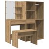 vidaXL Juego de tocador con LED madera artesanal de roble