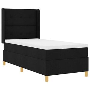 vidaXL Cama tipo Box Spring con tiras LED Negro 90 x 200 cm tela