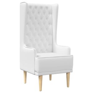vidaXL Silla de respaldo alto con capiton&eacute; con botones Blanco Tela