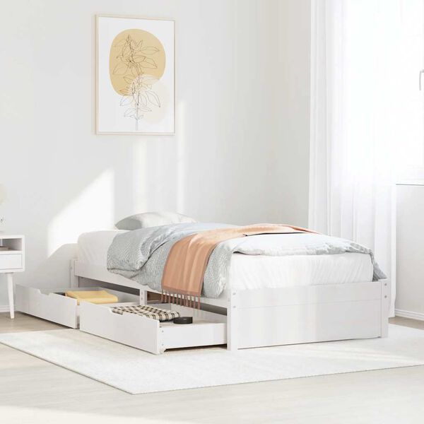 vidaXL Estructura de cama sin colchón madera maciza blanca 75x190 cm