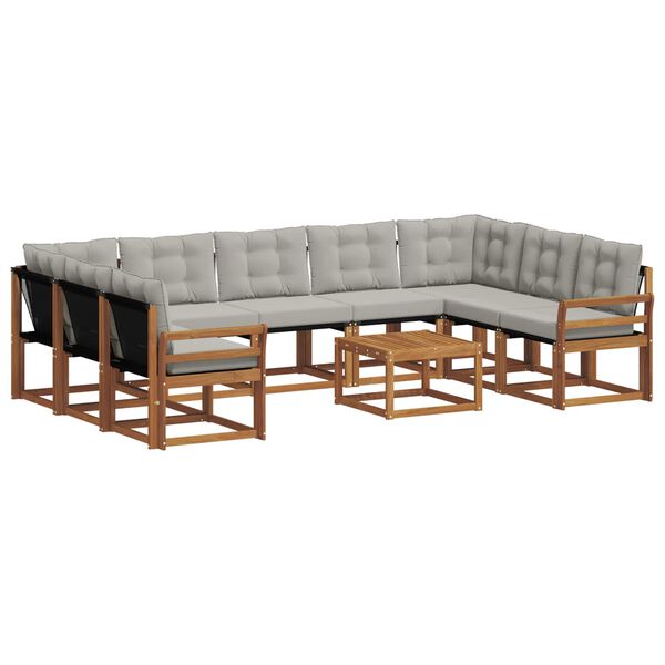 vidaXL Conjunto de sof&aacute;s de exterior 10 pcs Gris Natural y Claro