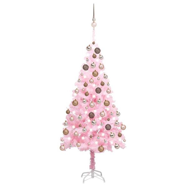 vidaXL &Aacute;rbol de Navidad preiluminado con luces y bolas rosa 180 cm