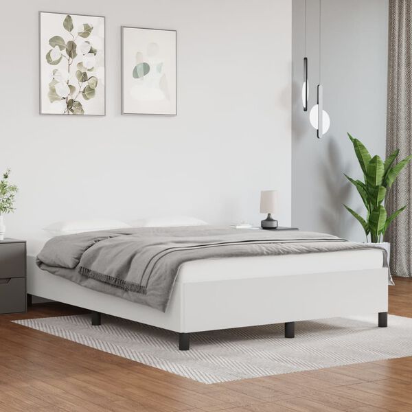 vidaXL Estructura de cama sin colchón cuero sintético blanco 140x200cm