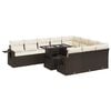 vidaXL Set de sof&aacute;s de jard&iacute;n 11 pzas cojines rat&aacute;n sint&eacute;tico marr&oacute;n