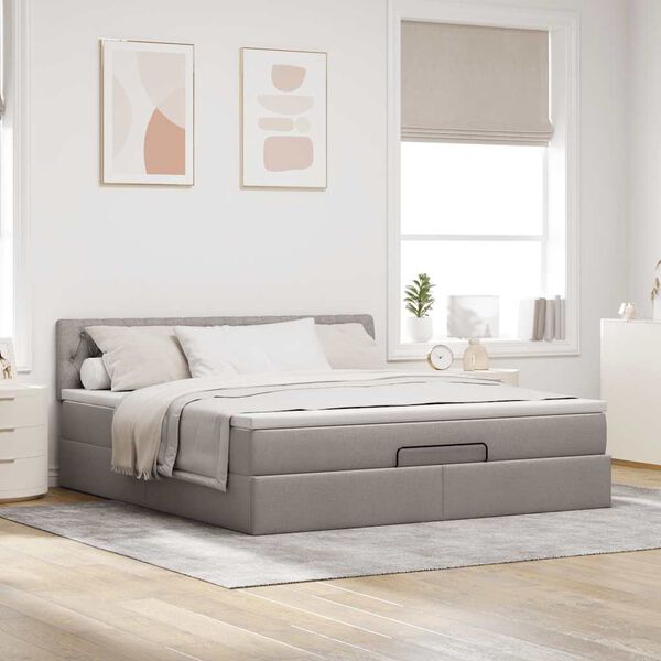 vidaXL Estructura de cama otomana colch&oacute;n tela gris pardo 160x200cm