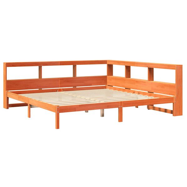 vidaXL Cama con estanter&iacute;a sin colch&oacute;n madera maciza marr&oacute;n 180x200cm