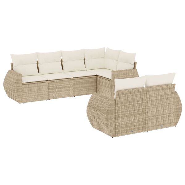 vidaXL Set sof&aacute;s de jard&iacute;n 7 piezas y cojines rat&aacute;n sint&eacute;tico beige