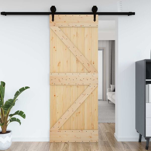 vidaXL Puerta NARVIK Natural 95 x 210 cm Madera de Pino S&oacute;lido